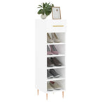 Zapatero madera contrachapada blanco brillo 30x35x105 cm