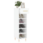 Zapatero madera contrachapada blanco brillo 30x35x105 cm
