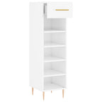Zapatero madera contrachapada blanco brillo 30x35x105 cm
