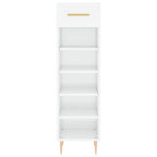 Zapatero madera contrachapada blanco brillo 30x35x105 cm
