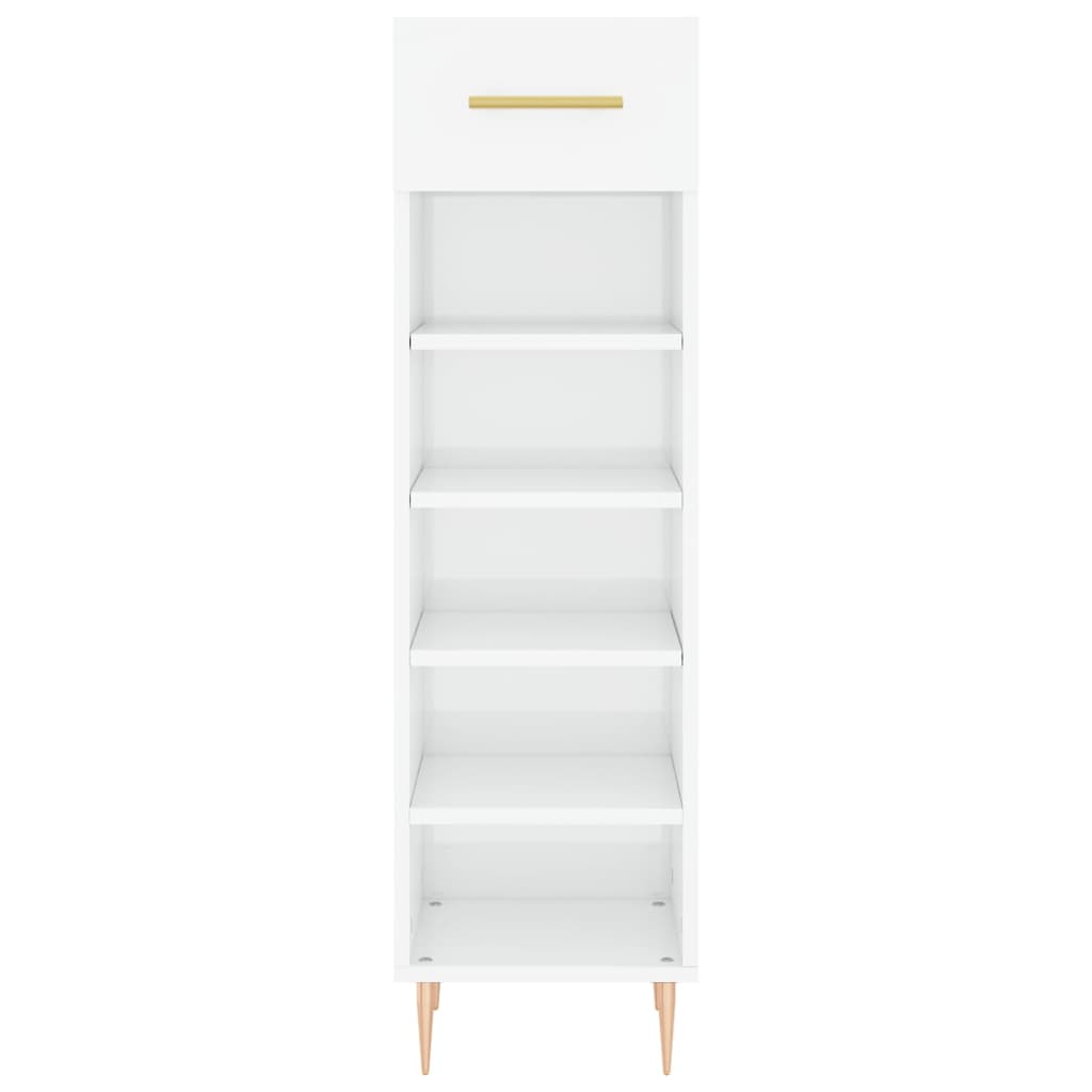 Zapatero madera contrachapada blanco brillo 30x35x105 cm