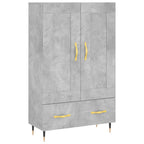 Aparador alto madera de ingeniería gris hormigón 69,5x31x115 cm
