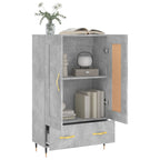 Aparador alto madera de ingeniería gris hormigón 69,5x31x115 cm