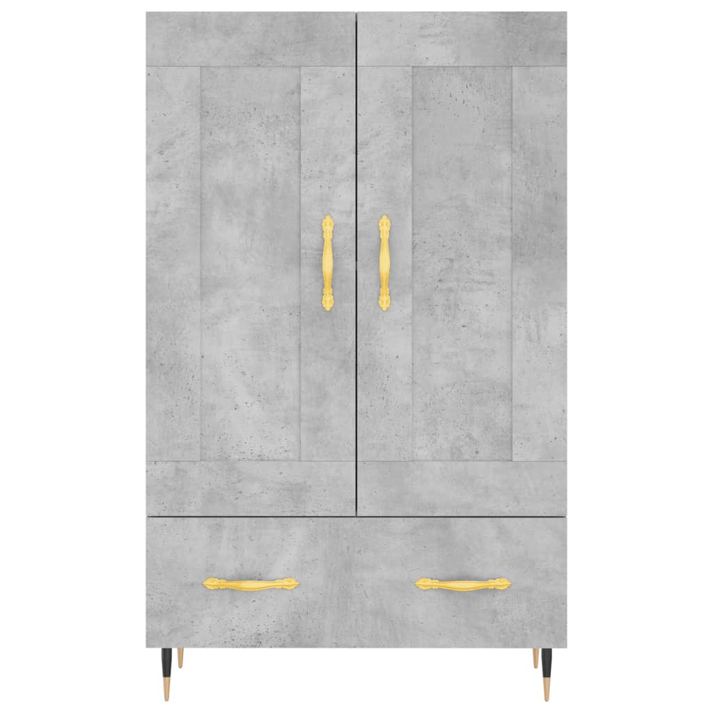 Aparador alto madera de ingeniería gris hormigón 69,5x31x115 cm