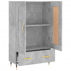 Aparador alto madera de ingeniería gris hormigón 69,5x31x115 cm