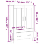 Aparador alto madera de ingeniería blanco brillo 69,5x31x115 cm