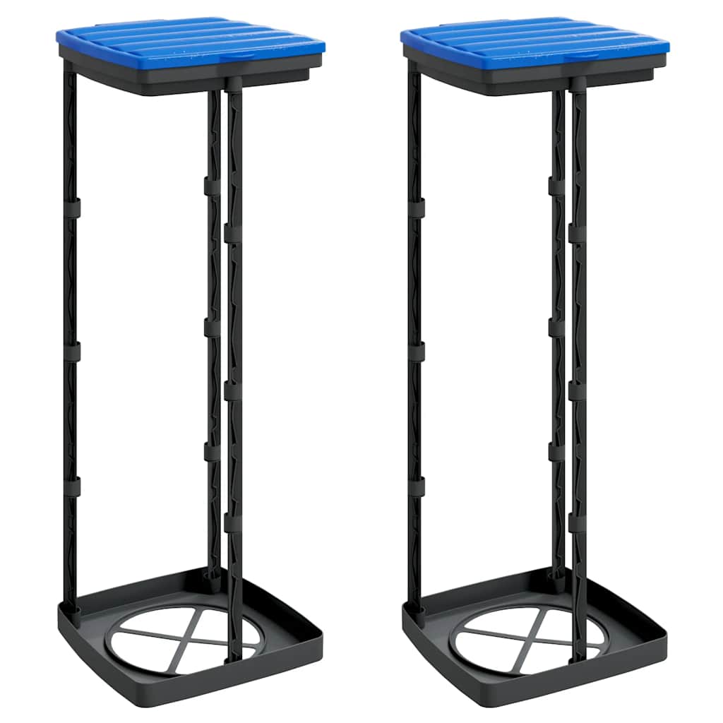 Soportes para bolsas de basura 2 uds PP negro y azul 120 L