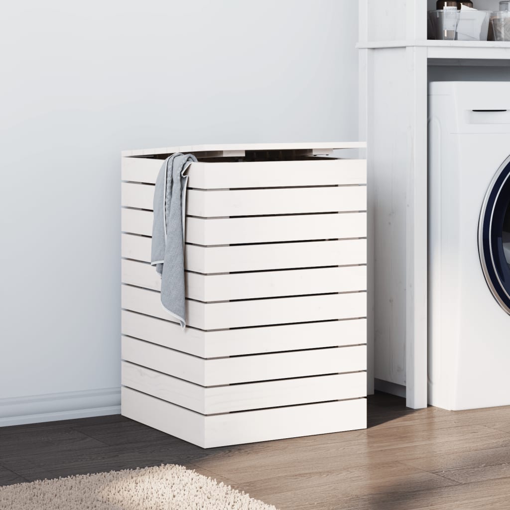 Cesto para la ropa madera maciza de nogal 45x45x65 cm