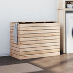 Cesto para la ropa madera maciza de nogal 45x45x65 cm