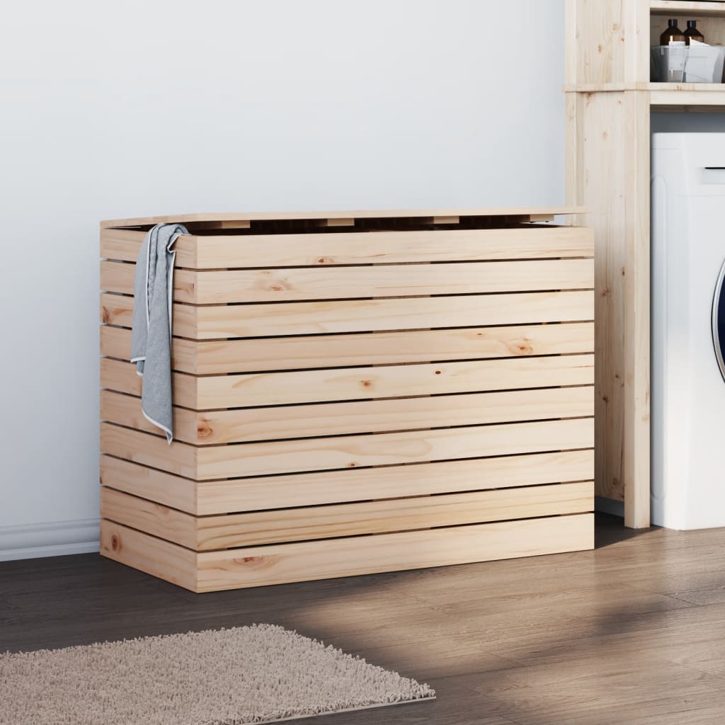 Cesto para la ropa madera maciza de nogal 45x45x65 cm