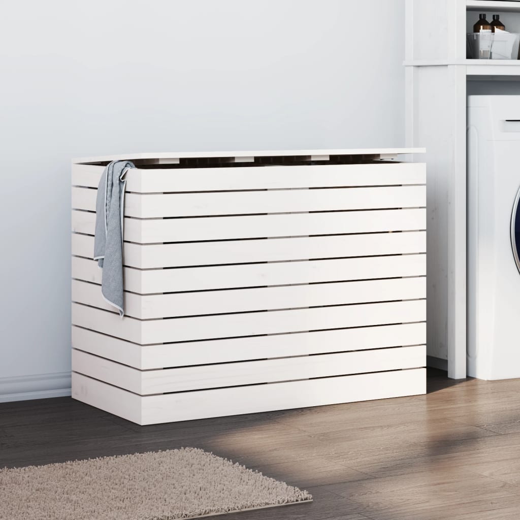 Cesto para la ropa madera maciza de nogal 45x45x65 cm