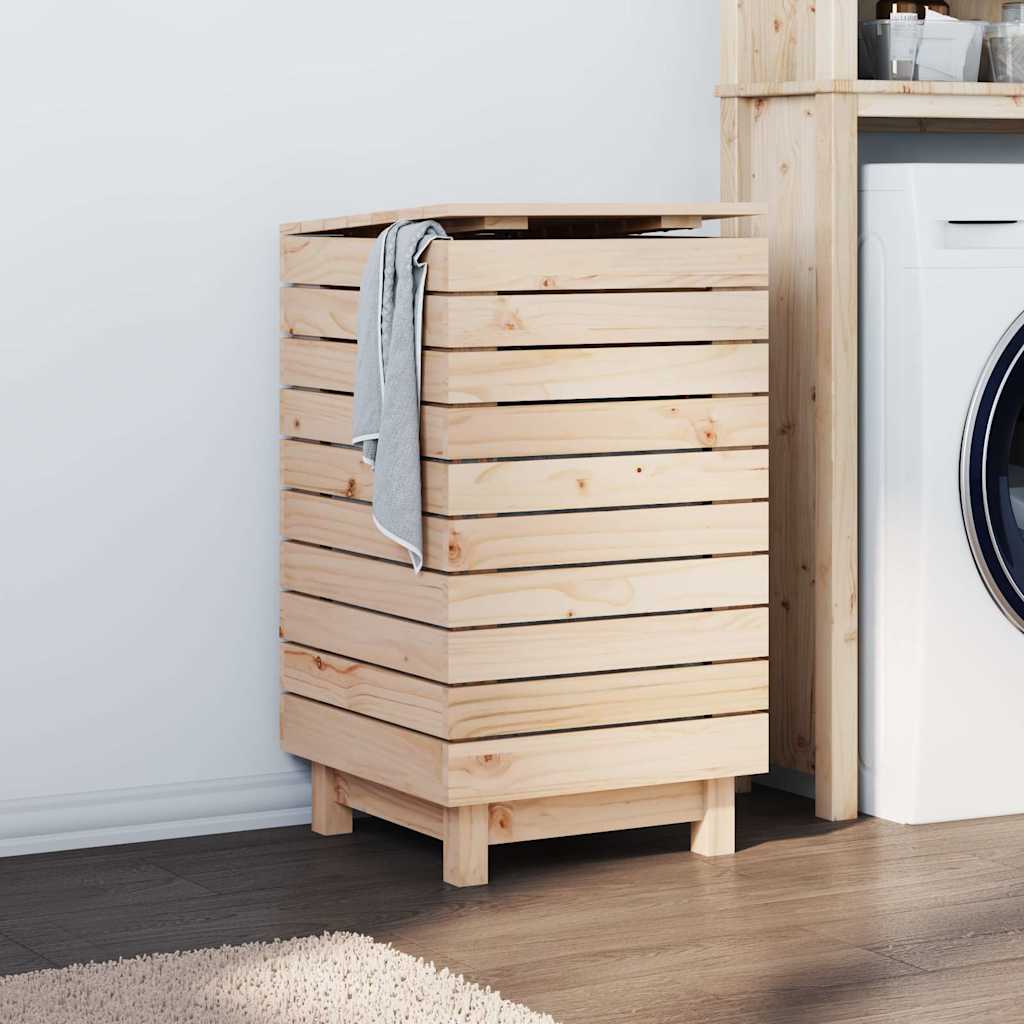 Cesto para la ropa madera maciza de nogal 45x45x65 cm