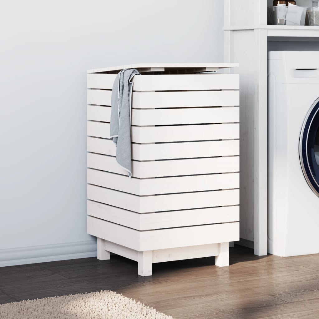 Cesto para la ropa madera maciza de nogal 45x45x65 cm