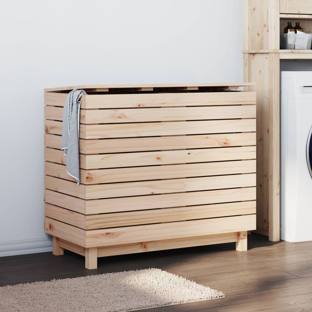 Cesto para la ropa madera maciza de nogal 45x45x65 cm