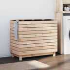 Cesto para la ropa madera maciza de nogal 45x45x65 cm
