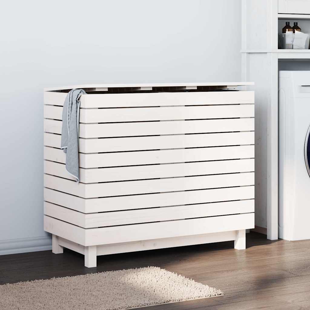 Cesto para la ropa madera maciza de nogal 45x45x65 cm