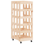 Leñero con ruedas madera maciza de pino 40x49x110 cm