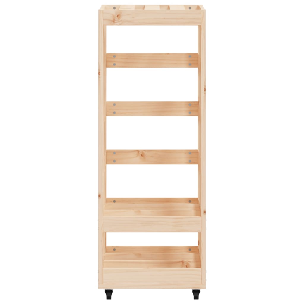 Leñero con ruedas madera maciza de pino 40x49x110 cm