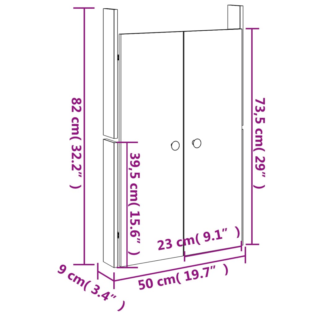 Puertas cocina exterior MEPPEL 2 uds madera maciza Douglas 50x9x82 cm