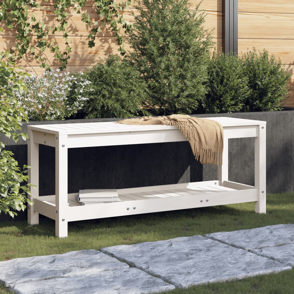 Banco de jardín de madera maciza de pino 108x35x45 cm
