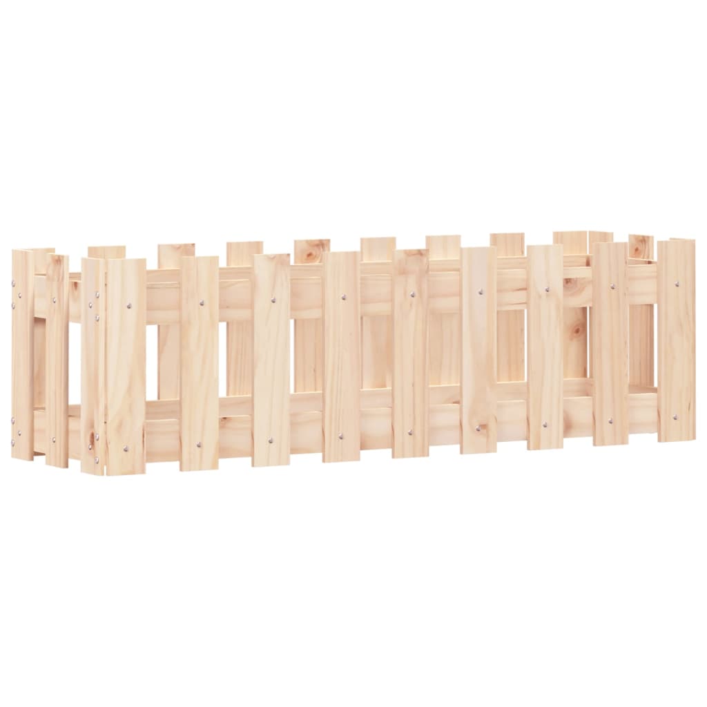 Arriate elevado jardín con valla madera maciza pino 100x30x30cm