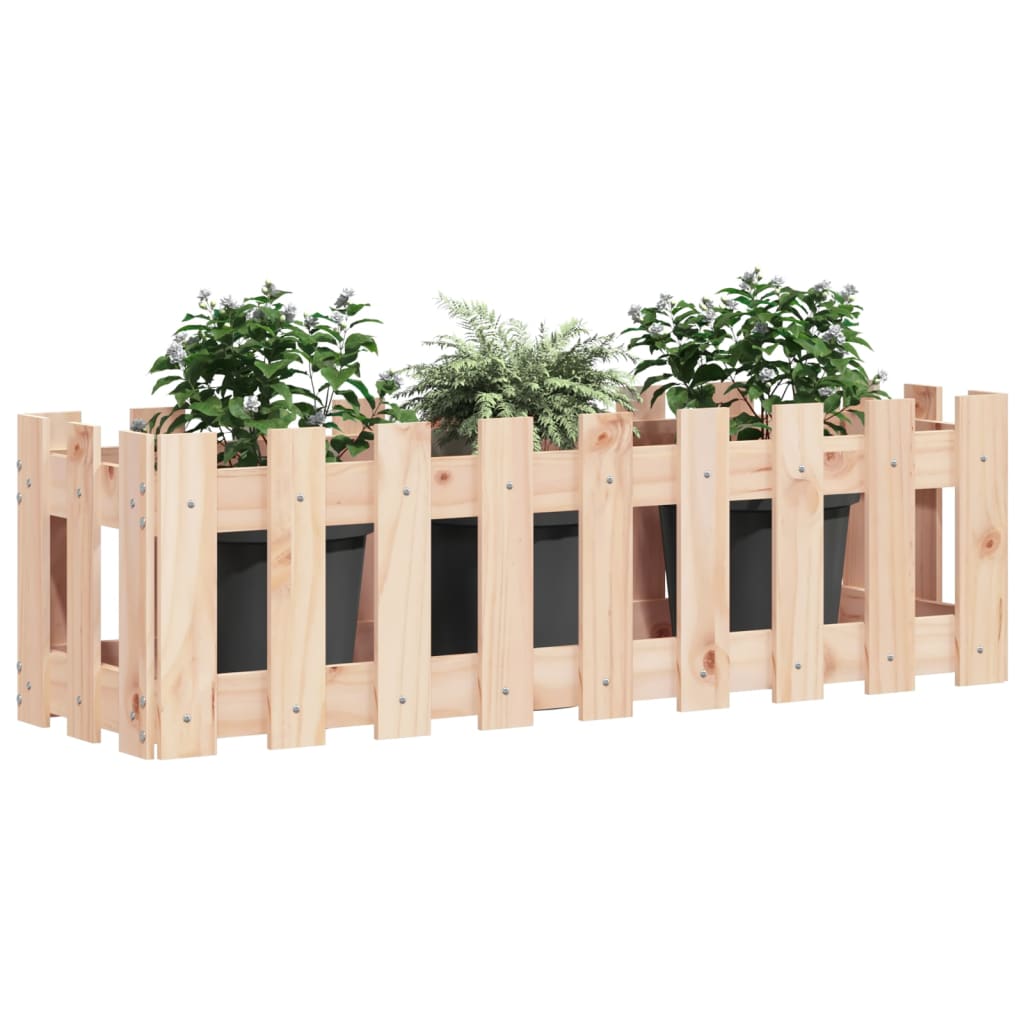 Arriate elevado jardín con valla madera maciza pino 100x30x30cm