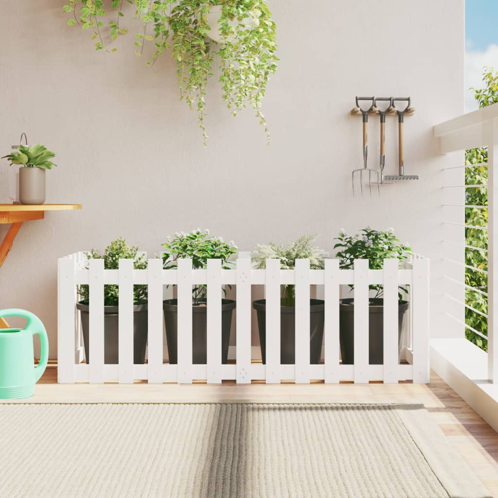 Arriate elevado jardín con valla madera maciza pino 100x30x30cm
