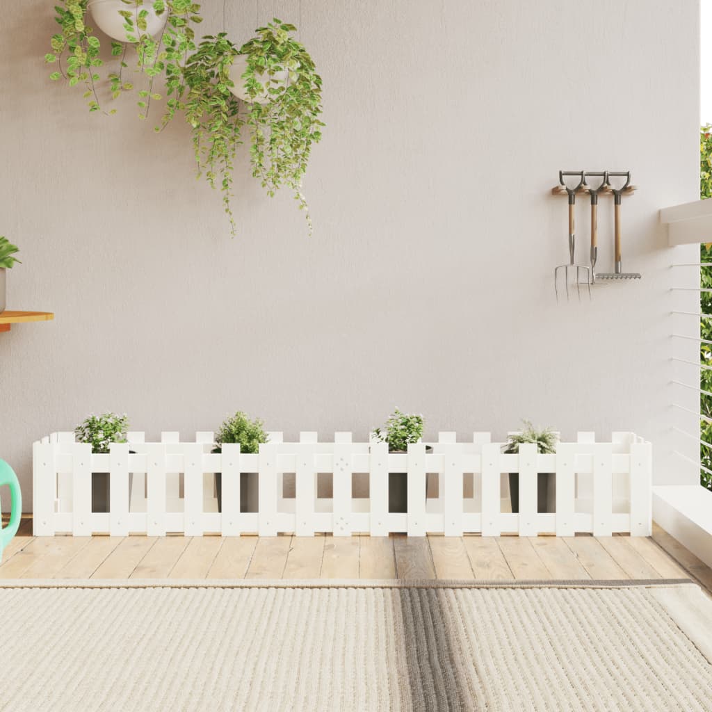 Arriate elevado jardín con valla madera maciza pino 100x30x30cm