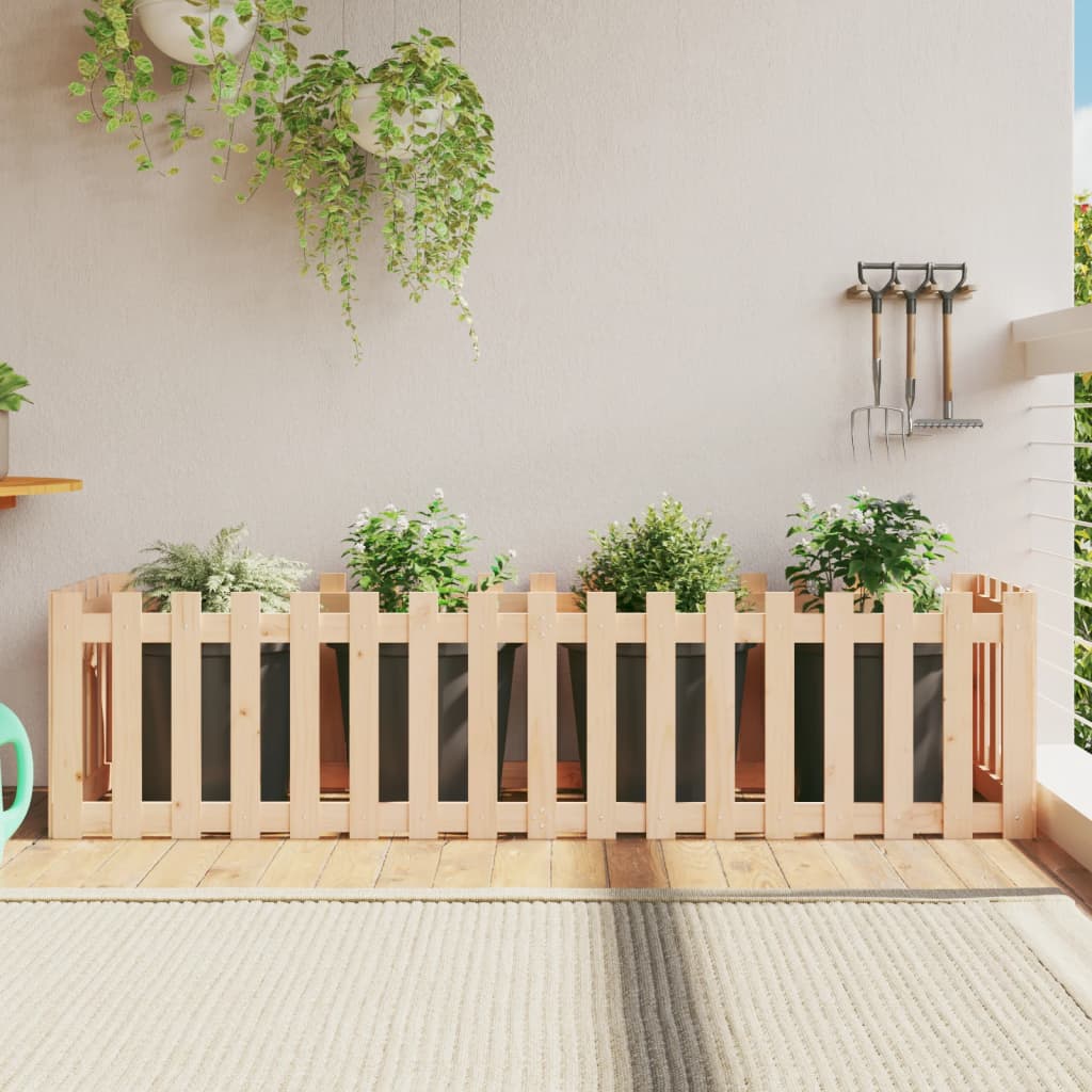Arriate elevado jardín con valla madera maciza pino 100x30x30cm