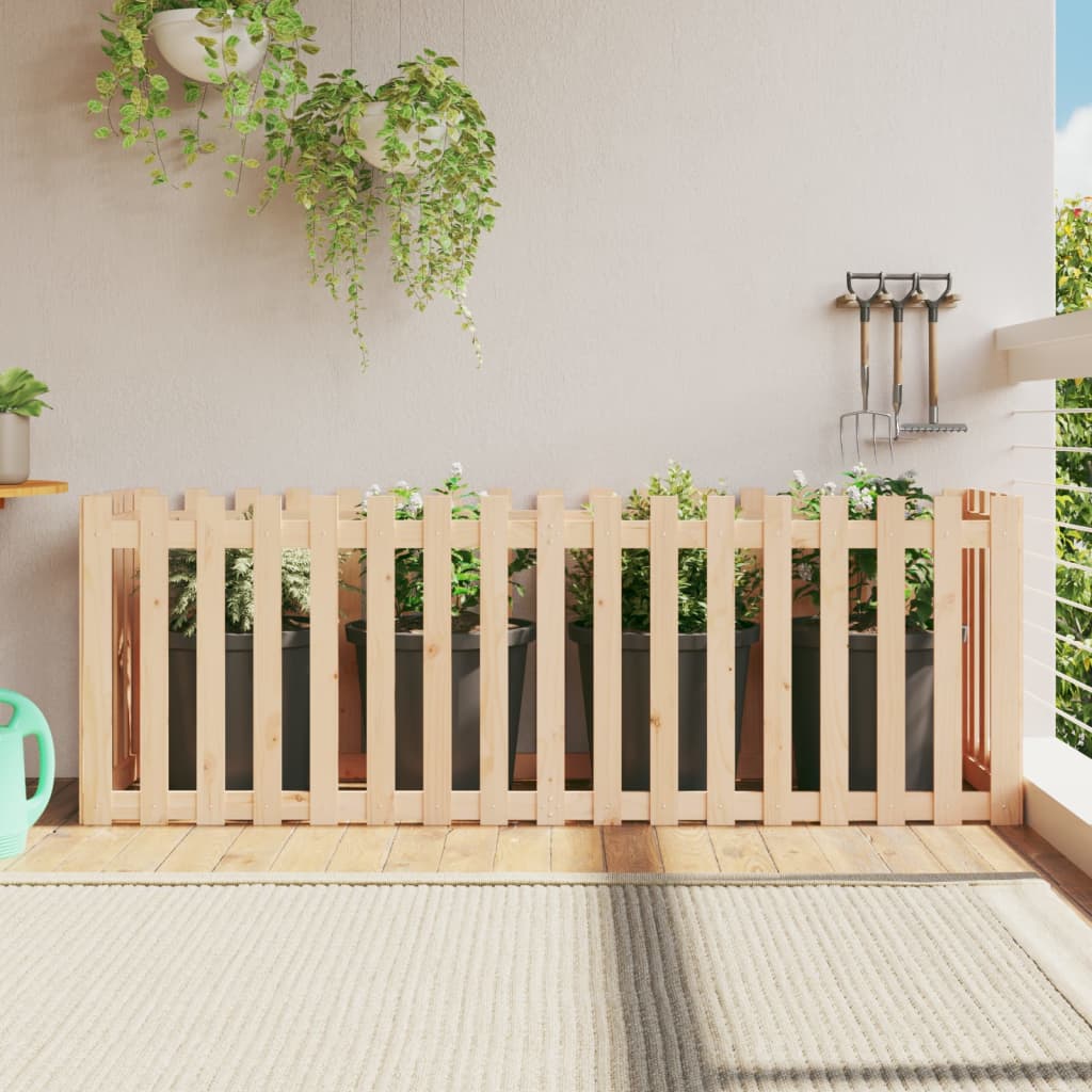 Arriate elevado jardín con valla madera maciza pino 100x30x30cm