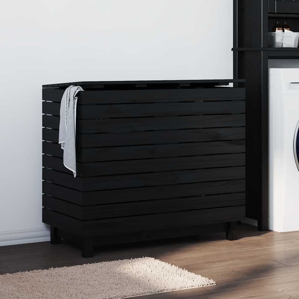 Cesto para la ropa madera maciza de nogal 45x45x65 cm
