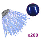 Luces carámbano Navidad 200 LED azul acrílico PVC 20 m