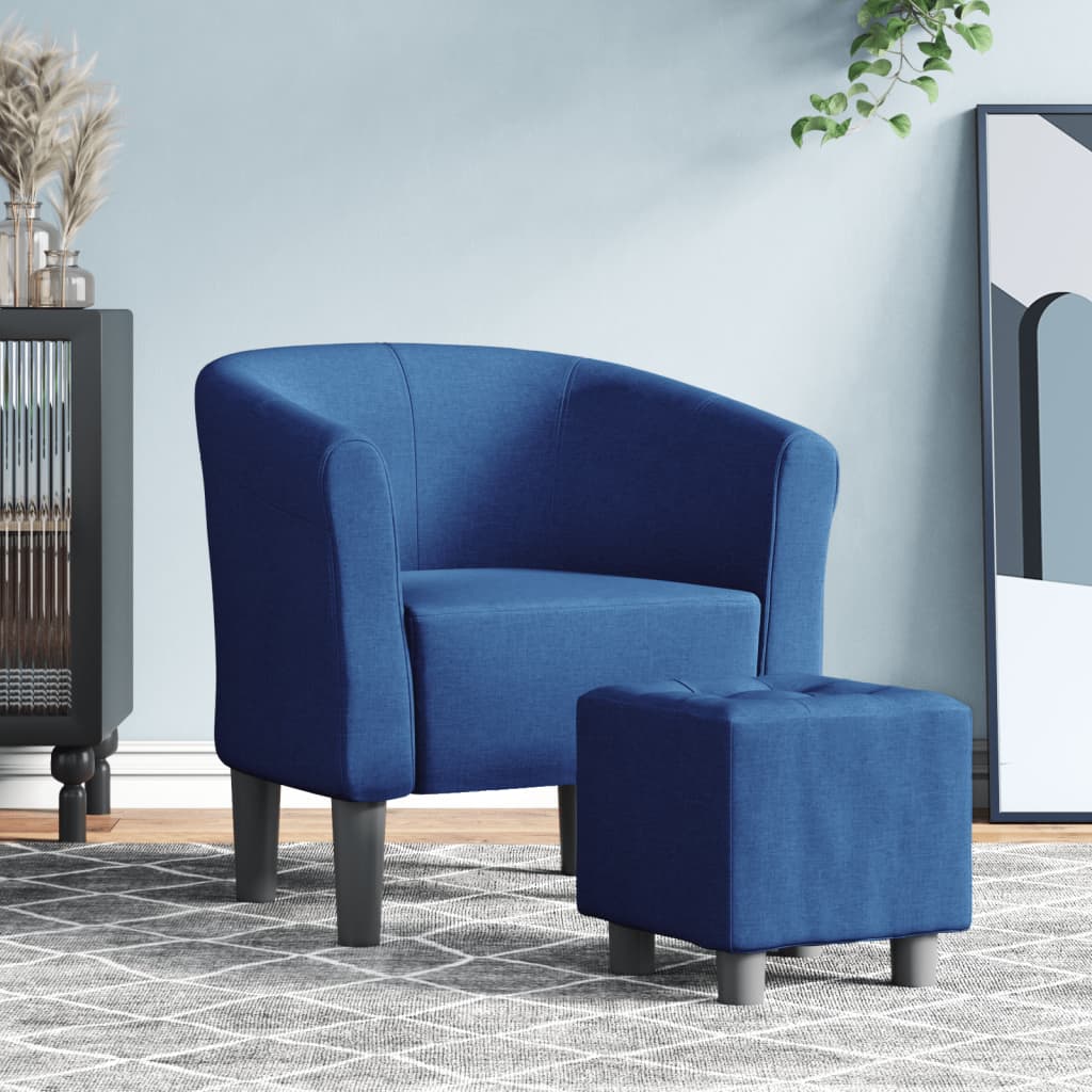 Armchair with footstool, white synthetic leather