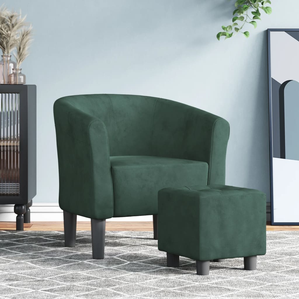Armchair with footstool, white synthetic leather