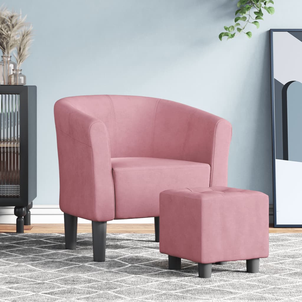 Armchair with footstool, white synthetic leather