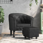 Armchair with ottoman white faux leather