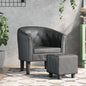 Armchair with ottoman white faux leather