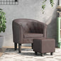 Armchair with ottoman white faux leather