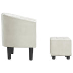 Sillón con taburete cuero sintético blanco