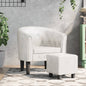 Armchair with ottoman white faux leather