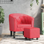 Armchair with ottoman white faux leather