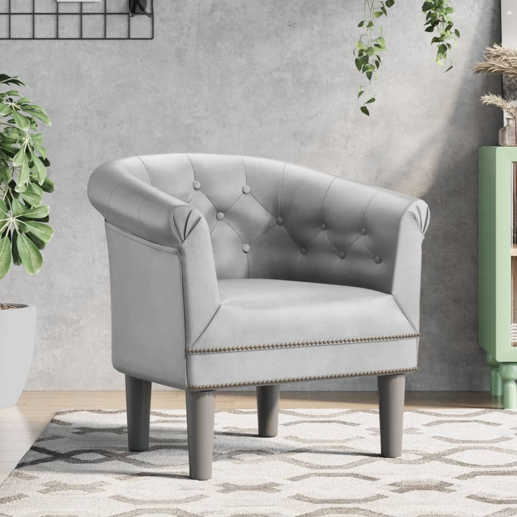 White synthetic leather armchair