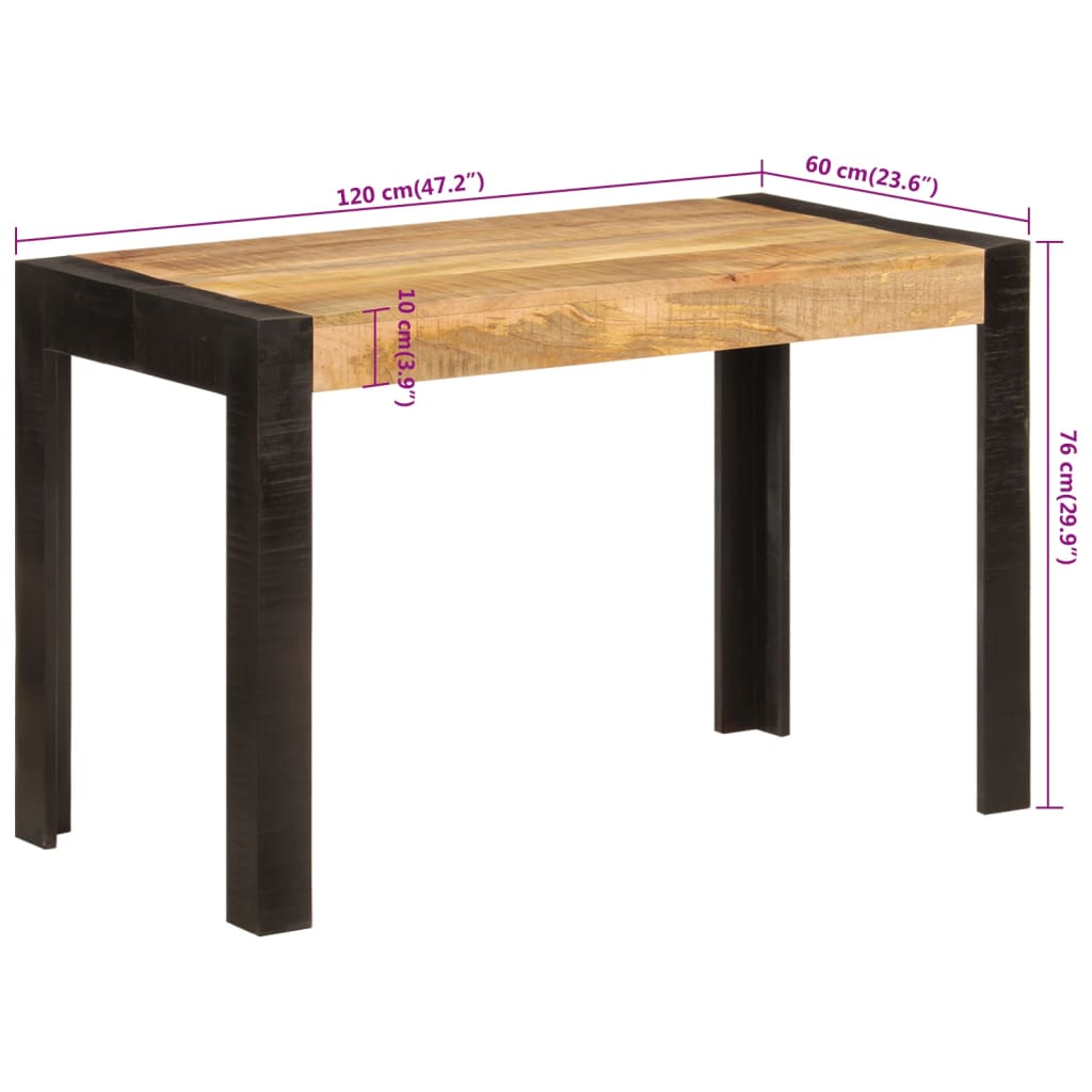 Mesa de comedor madera maciza de mango 120x60x76 cm