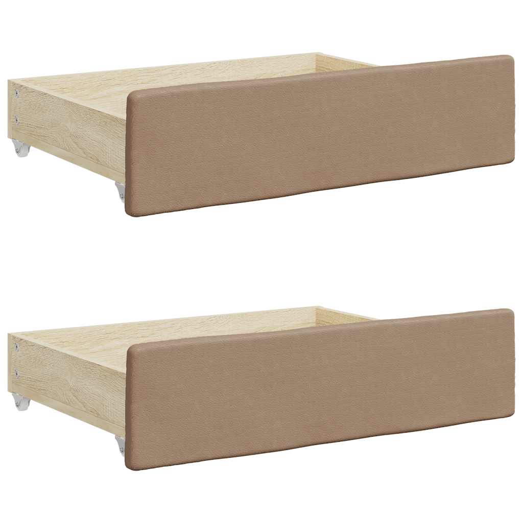 Cajones cama 2 uds madera ingeniería cuero sintético capuchino