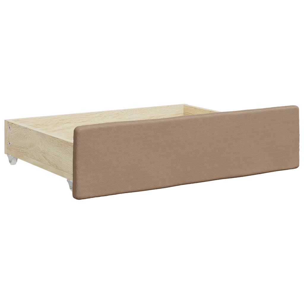 Cajones cama 2 uds madera ingeniería cuero sintético capuchino
