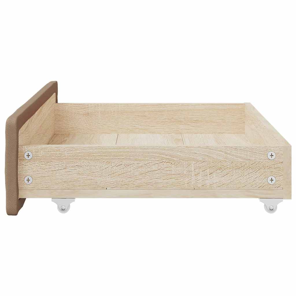 Cajones cama 2 uds madera ingeniería cuero sintético capuchino