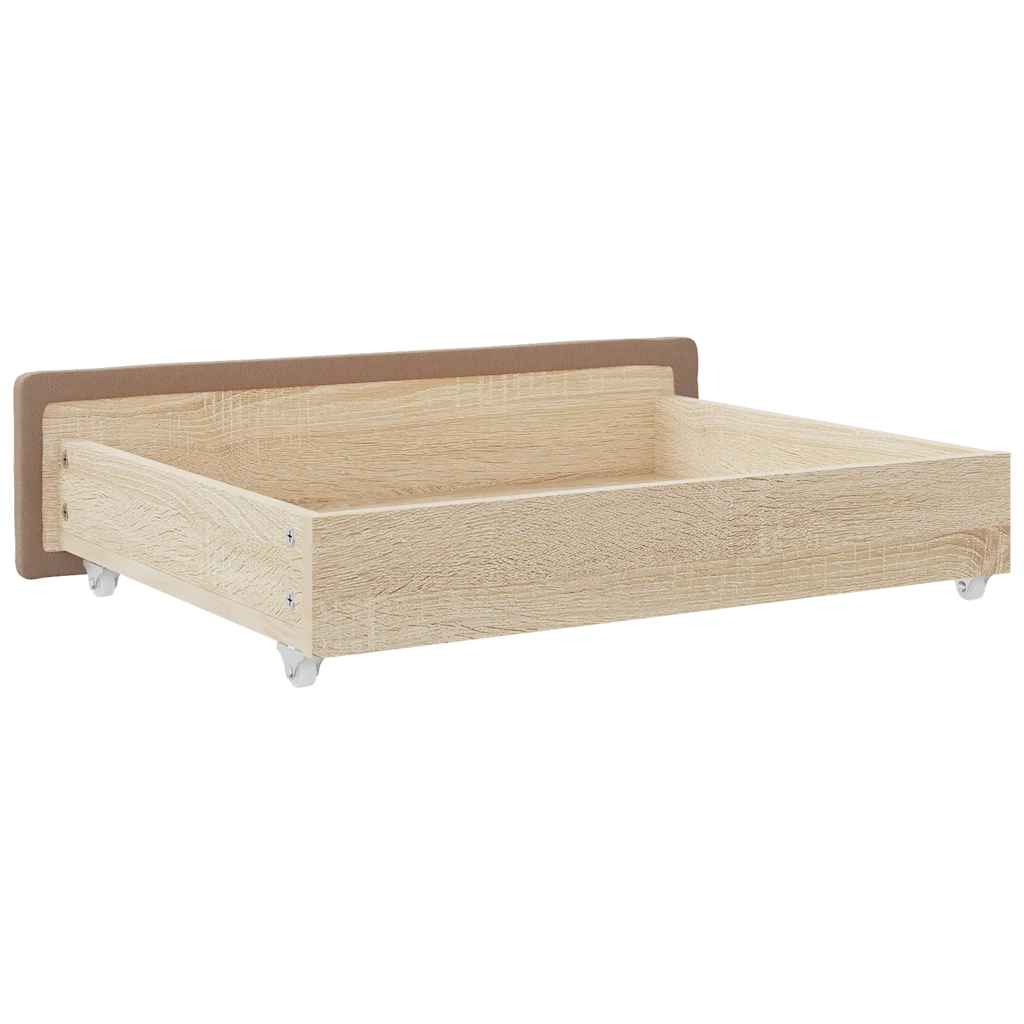 Cajones cama 2 uds madera ingeniería cuero sintético capuchino
