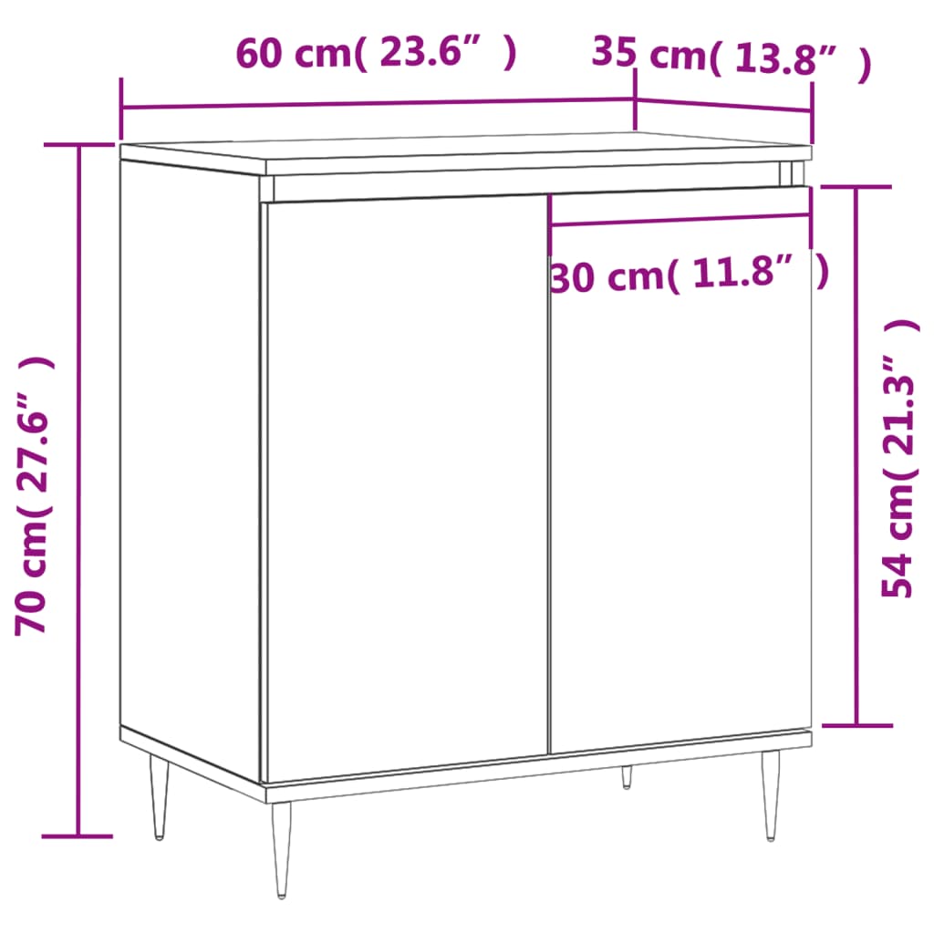 Aparador de madera contrachapada blanco 60x35x70 cm