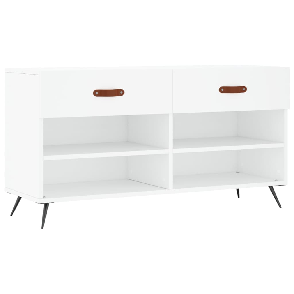 Zapatero madera de ingeniería blanco 102x35x55 cm