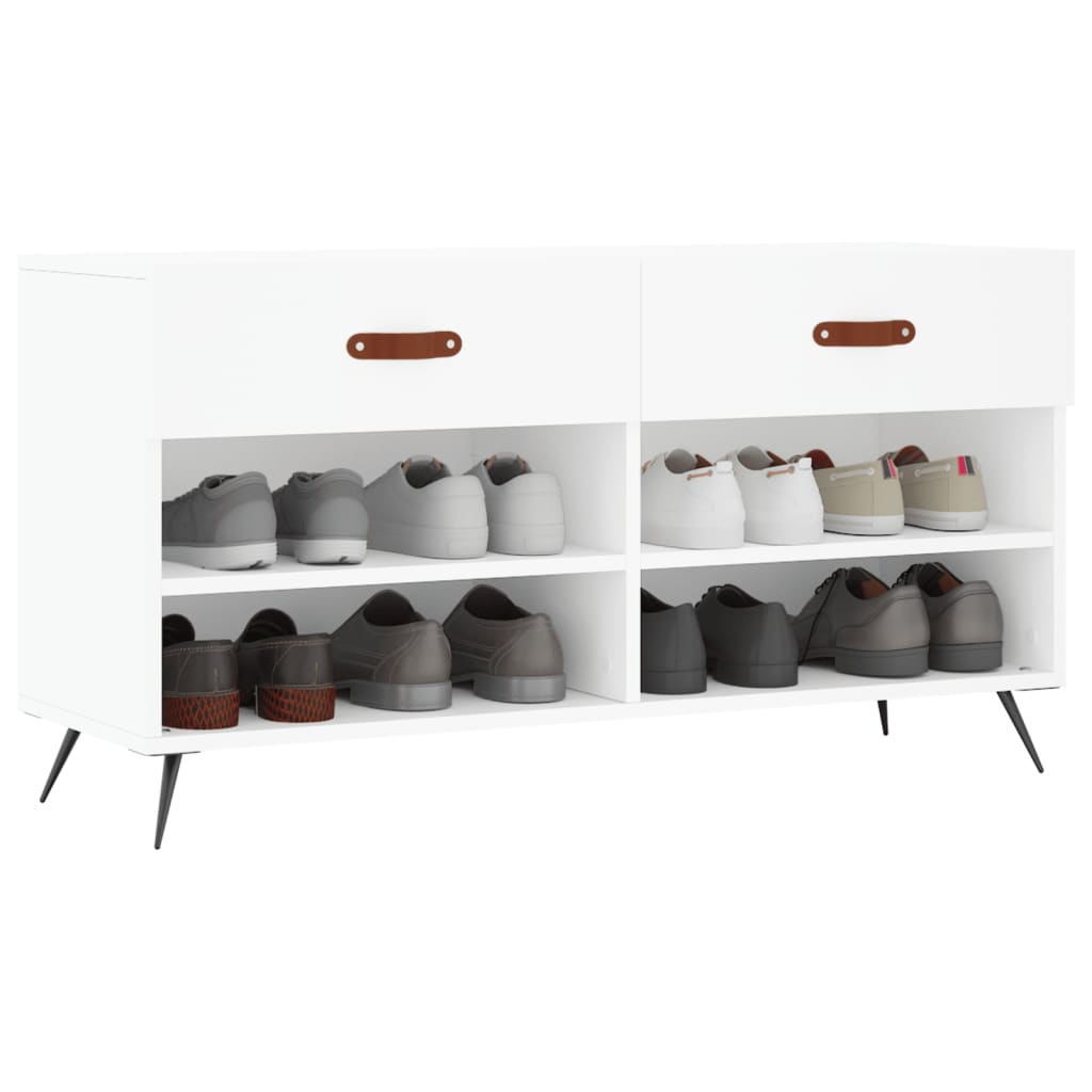 Zapatero madera de ingeniería blanco 102x35x55 cm
